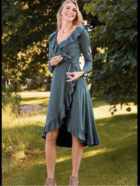 Matilda Jane Teal and Pink Ruffle Wrap Dress